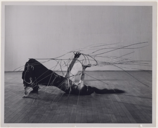 Martha Graham as Medea in Cave of the Heart (1946) with the set design by Isamu Noguchi in 1946. Photo by Barbara Morgan.