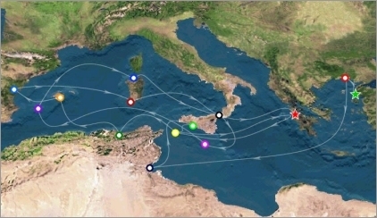 Map of Odysseus travels