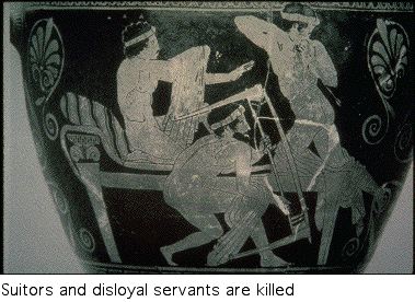 Suitors are disloyal servants are killed