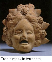 Tragic mask in terracotta